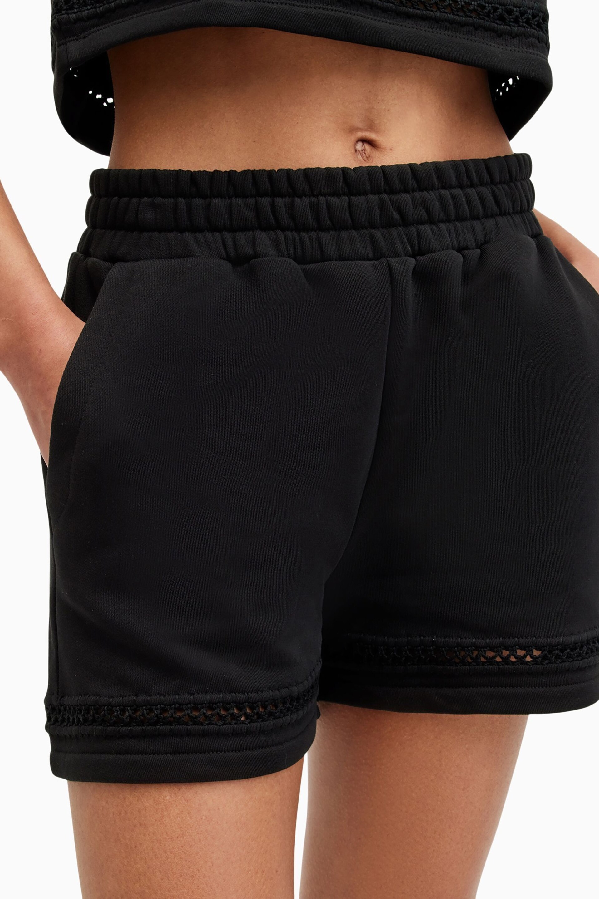 AllSaints Black Ewelina Lila Shorts - Image 3 of 6