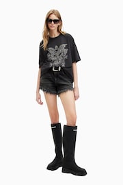 AllSaints Black Covenant Embellished Crew T-Shirt - Image 2 of 8