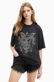 AllSaints Black Covenant Embellished Crew T-Shirt - Image 6 of 8