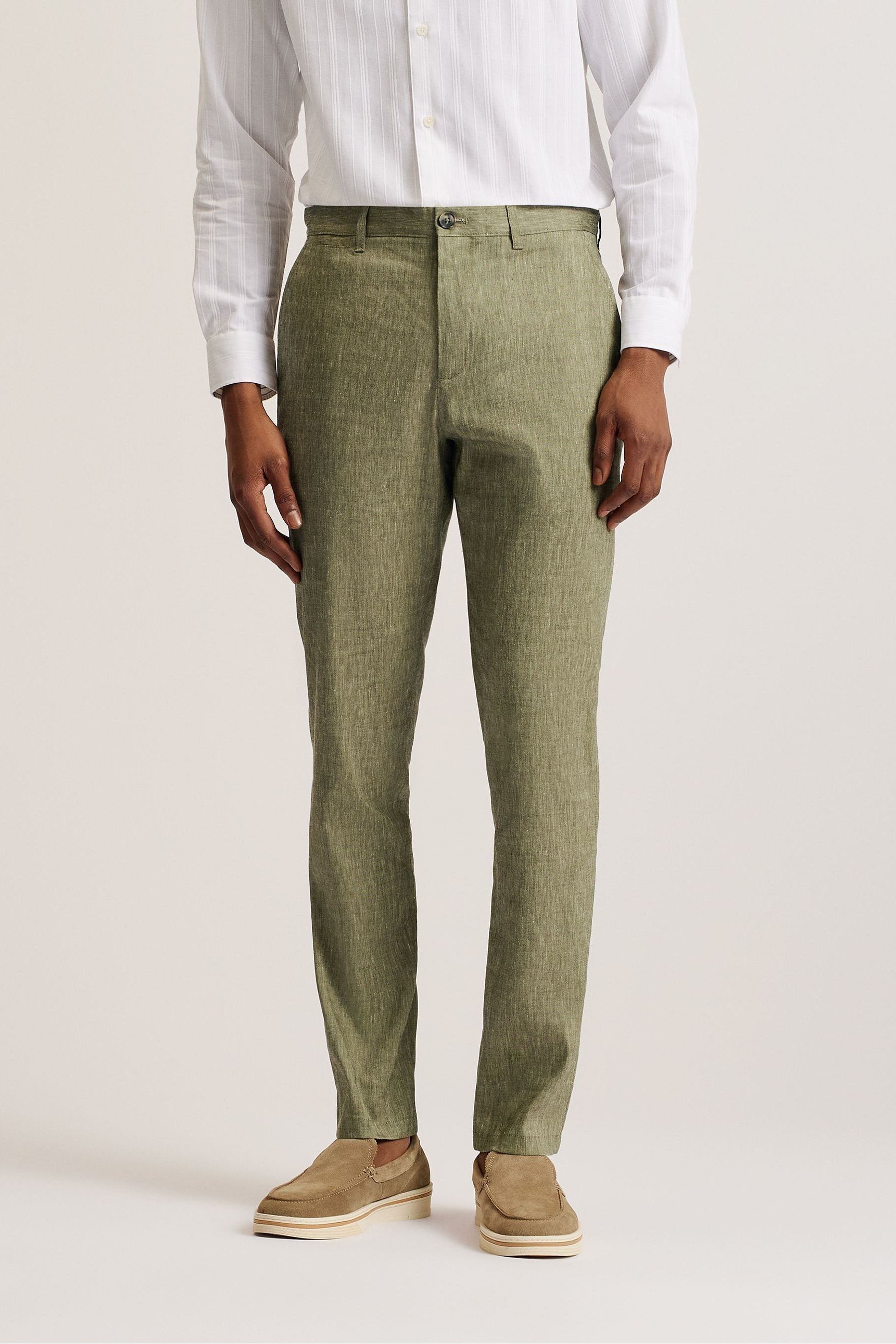 Buy Ted Baker Green Slim Majo Linen Trousers from Next Lithuania