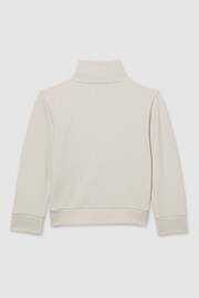 Reiss Taupe Selin Junior Slim Fit Half-Zip Funnel Neck Velour Jumper - Image 2 of 3