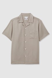 Reiss Mushroom Brown Tokyo Cuban Collar Button-Through Shirt - Image 2 of 6