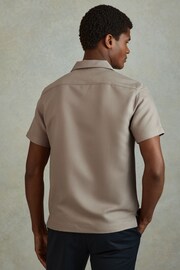 Reiss Mushroom Brown Tokyo Cuban Collar Button-Through Shirt - Image 5 of 6