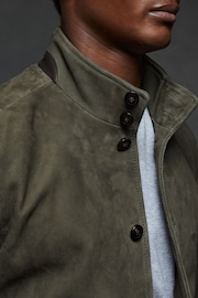 Reiss Light Khaki Green Roland Suede Harrington Jacket - Image 3 of 5