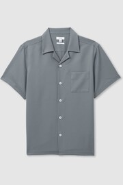 Reiss Slate Grey Tokyo Cuban Collar Button Through Shirt - Image 2 of 6