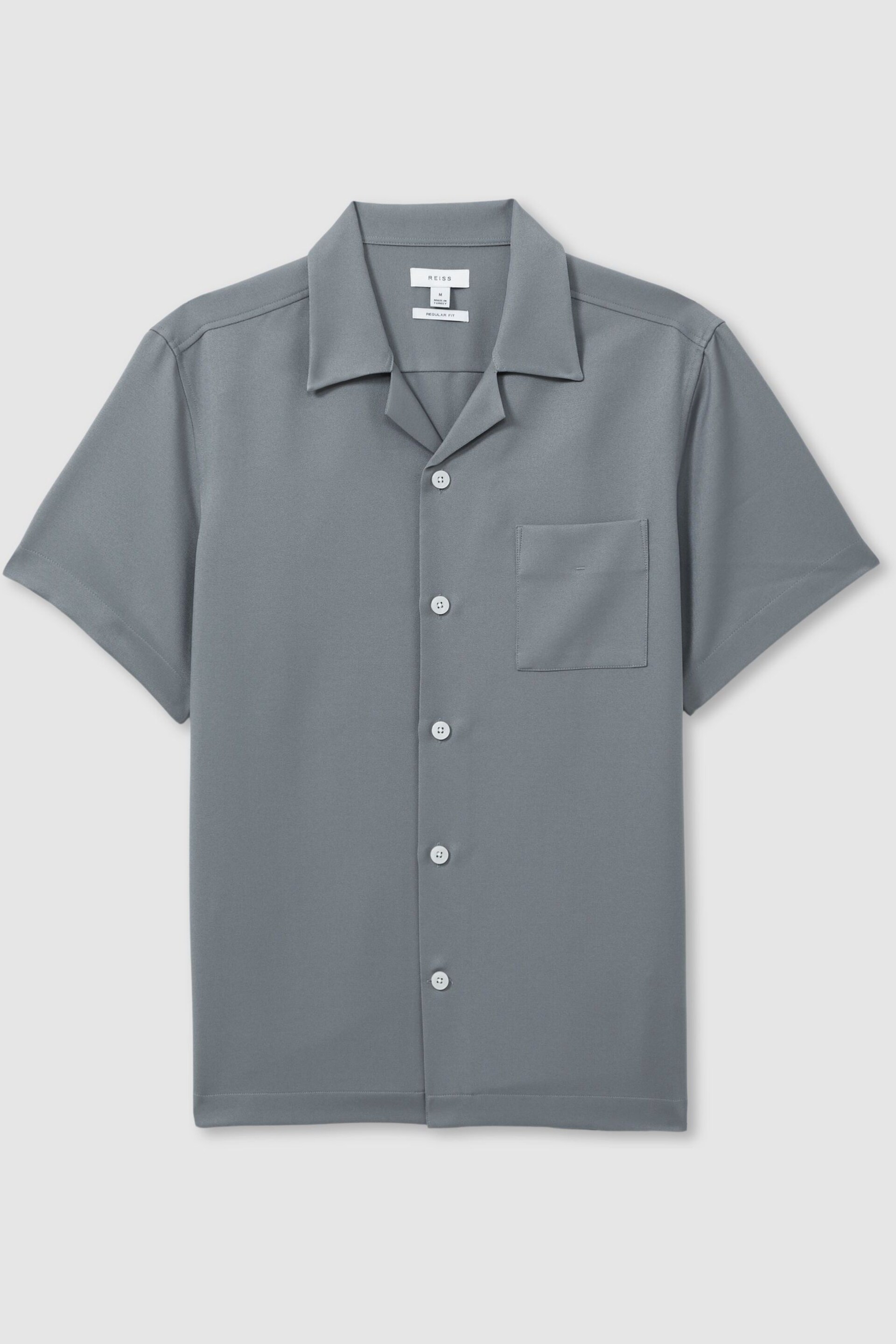 Reiss Slate Grey Tokyo Cuban Collar Button-Through Shirt - Image 2 of 6