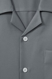 Reiss Slate Grey Tokyo Cuban Collar Button Through Shirt - Image 6 of 6