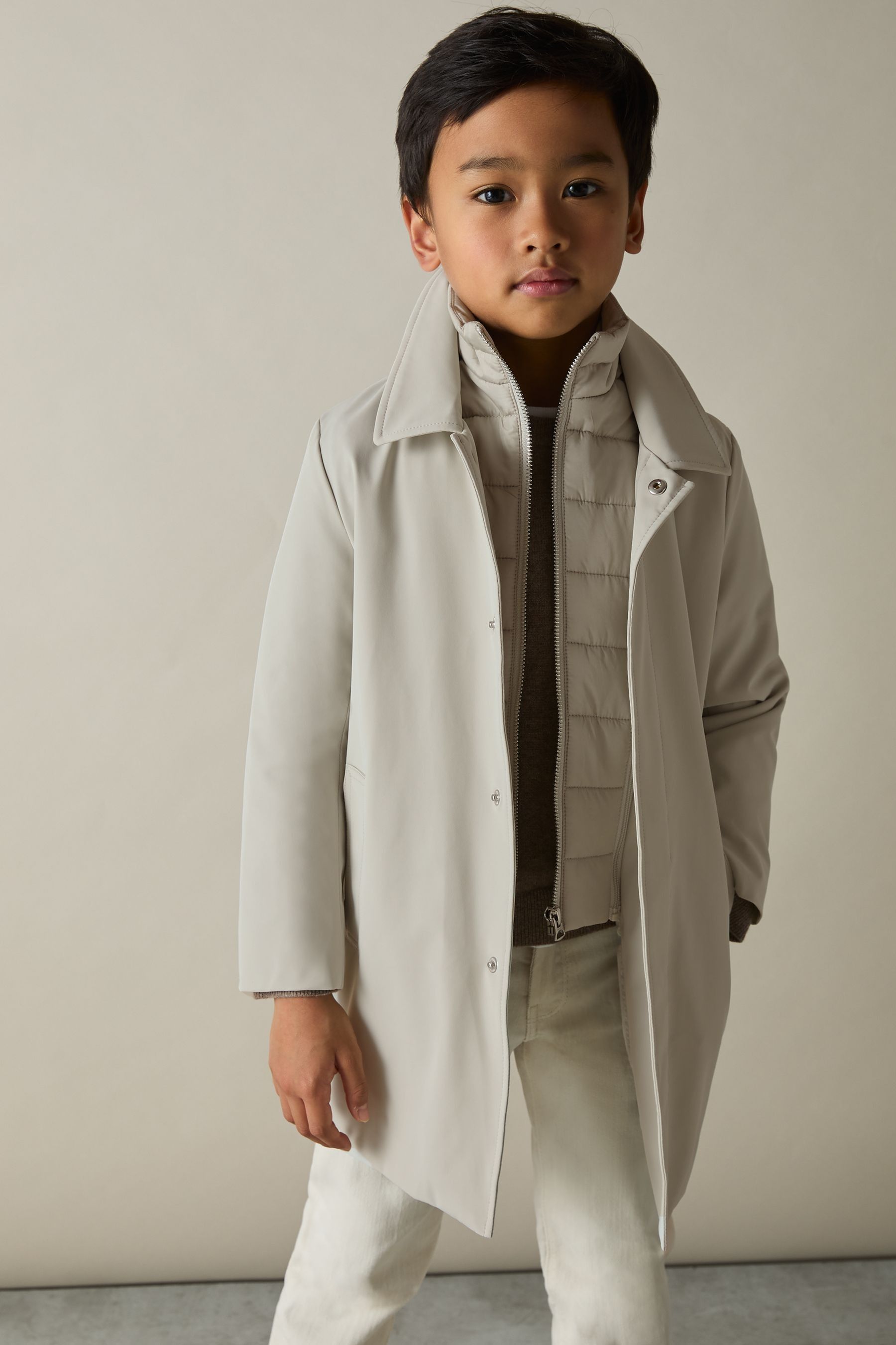 Stone Reiss Logan Gabardine Coat with Removable Gilet
