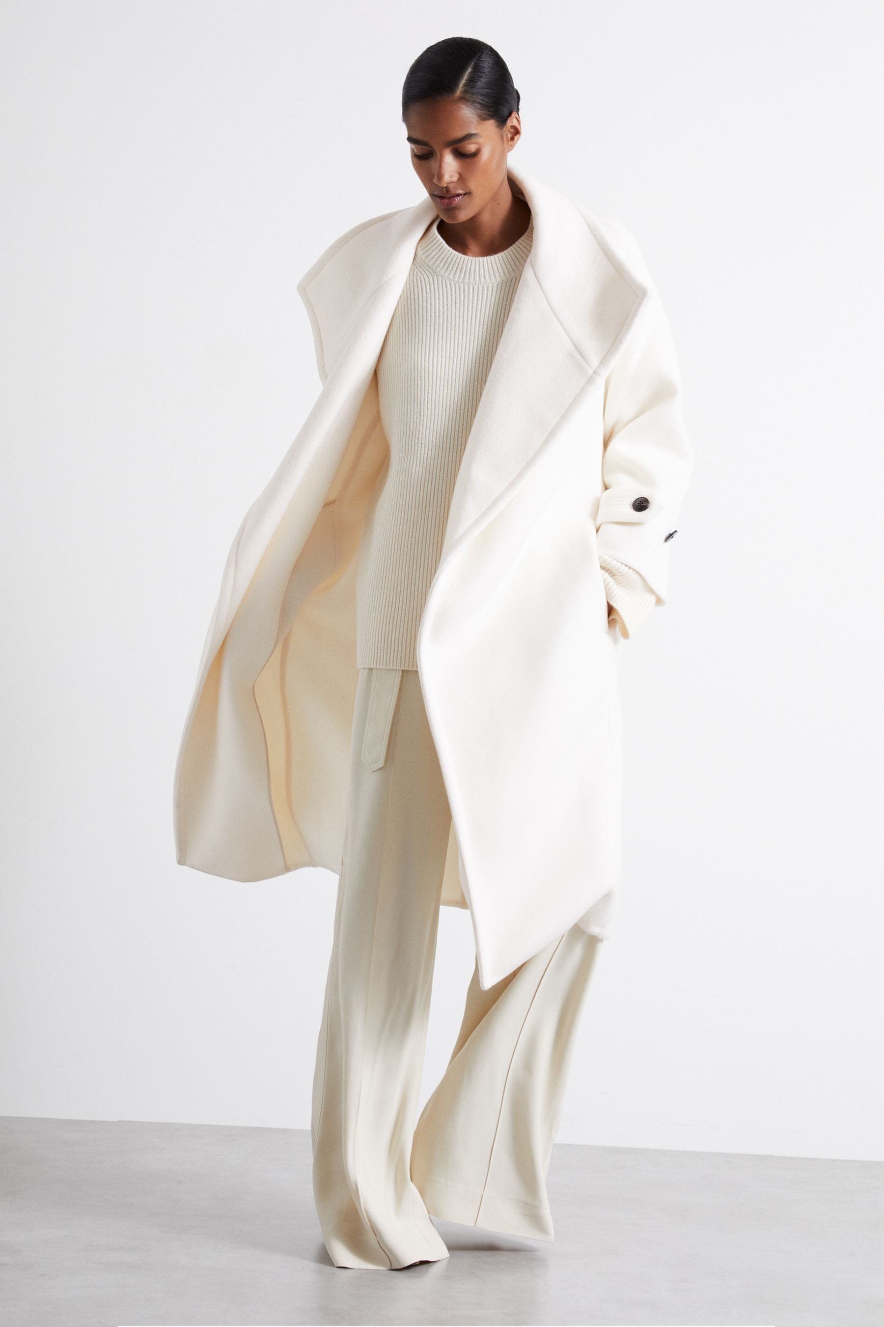 Reiss Cream Atelier Blindseam Wool and Cashmere Coat 10