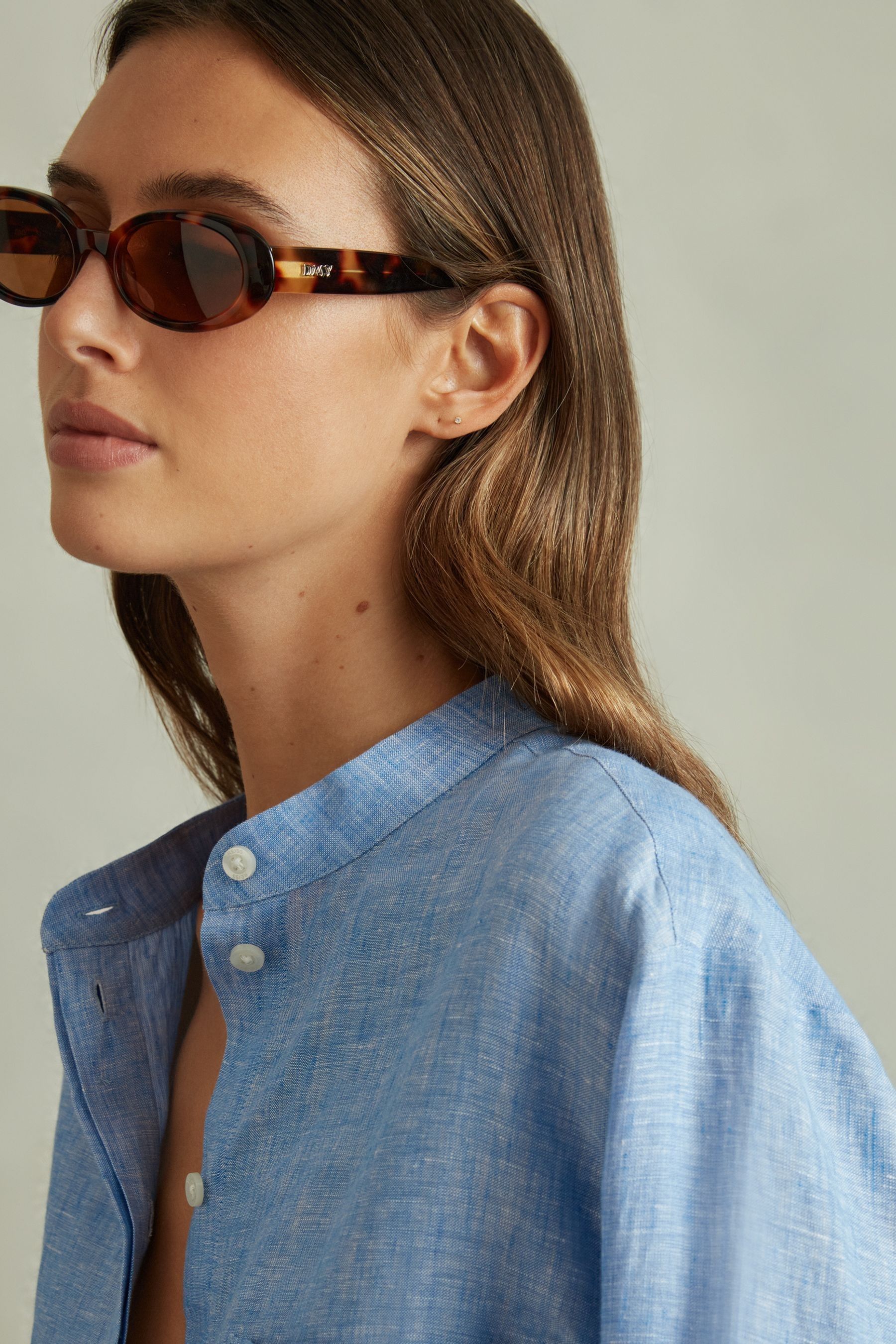 Buy Reiss Blue Winona Relaxed Sleeve 100 Linen Shirt from the Next UK online shop
