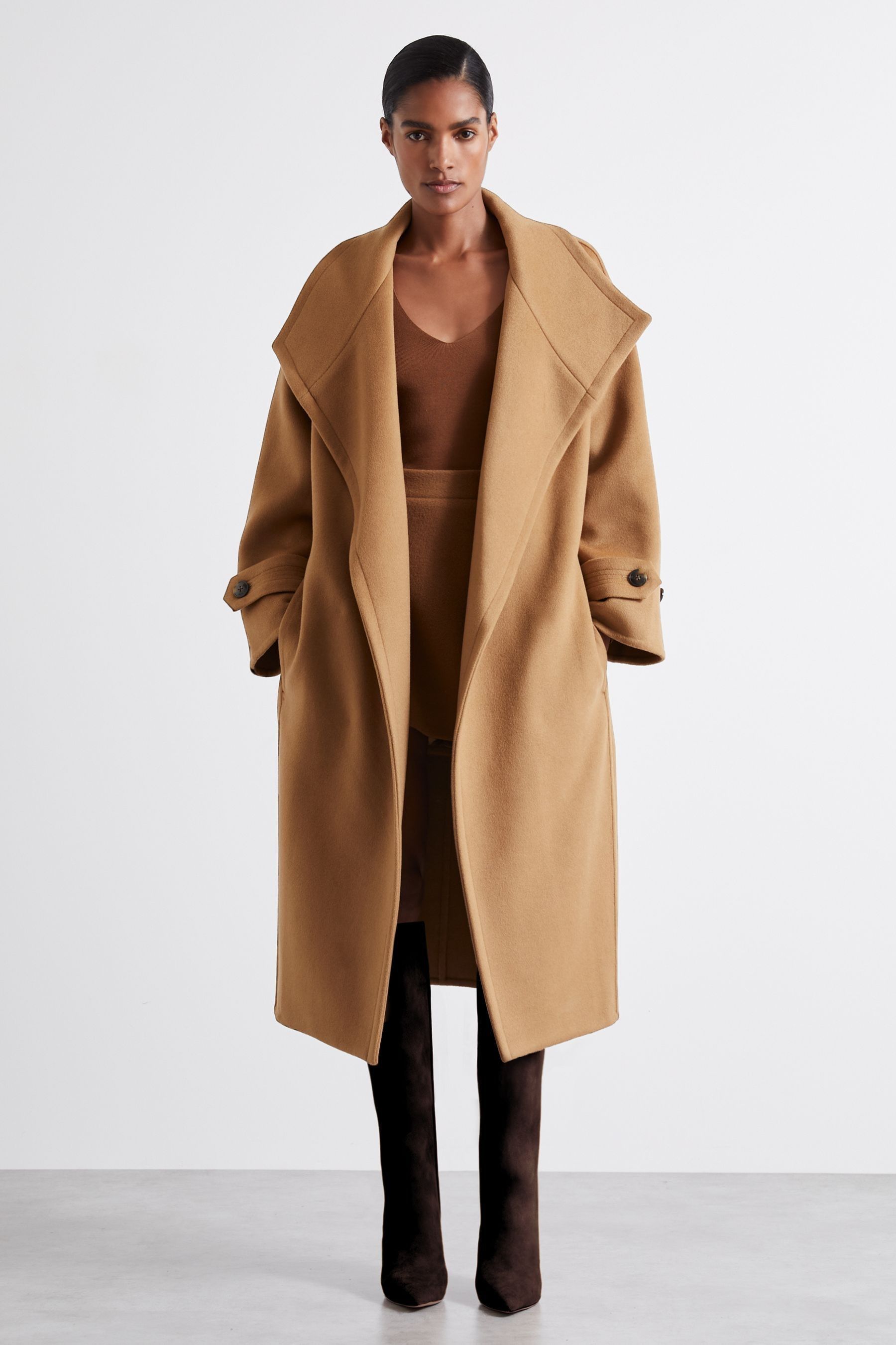 Reiss Camel Atelier Blindseam Wool and Cashmere Coat 6