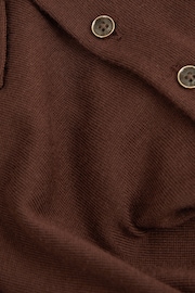 Reiss Treacle Brown Trafford Merino Wool Polo Shirt - Image 5 of 5