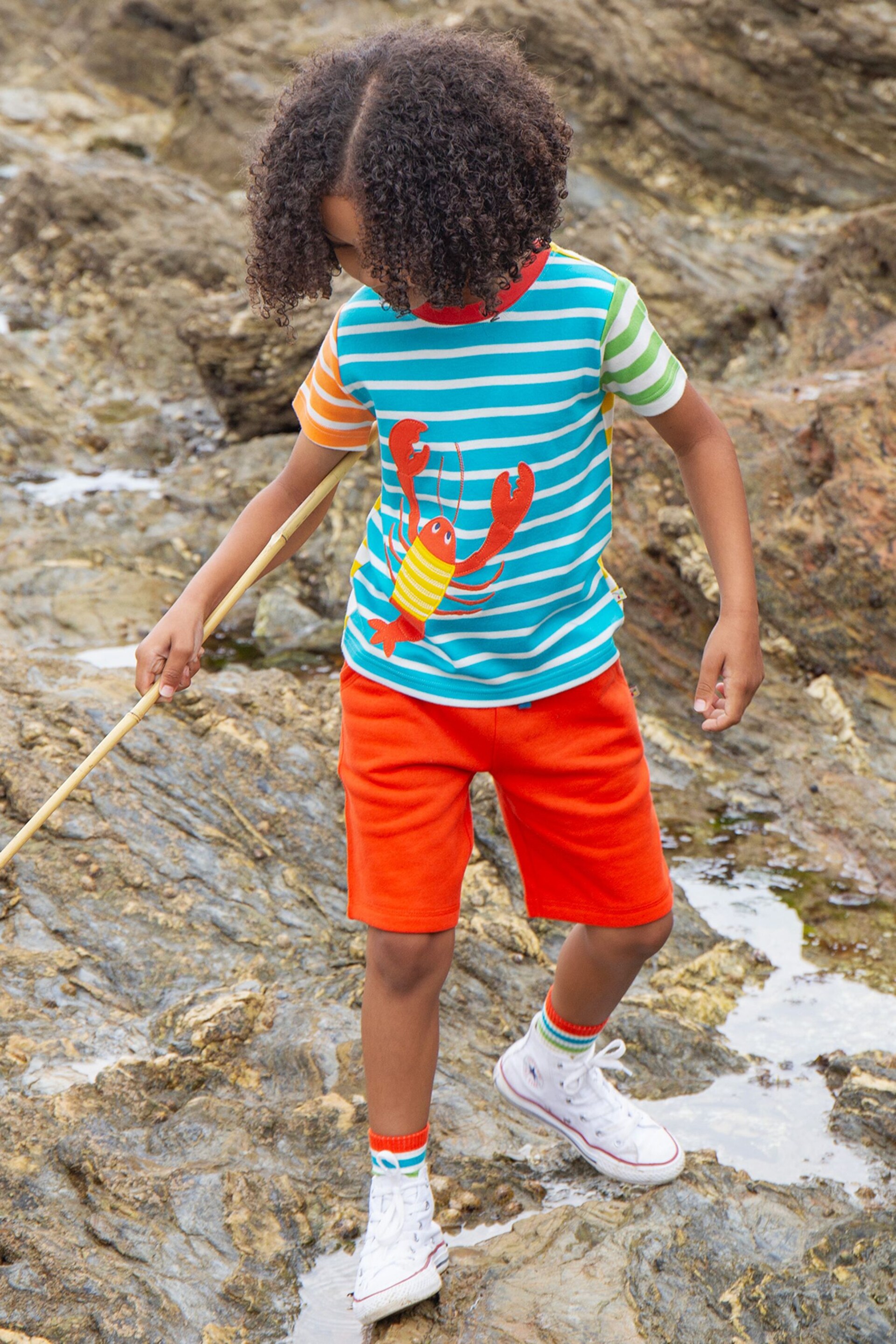 Frugi Unisex Blue Multi Coloured Applique T-Shirt - Image 1 of 5