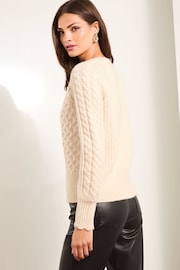 Lipsy Ivory White Cable Button Detail Knitted Jumper - Image 2 of 4