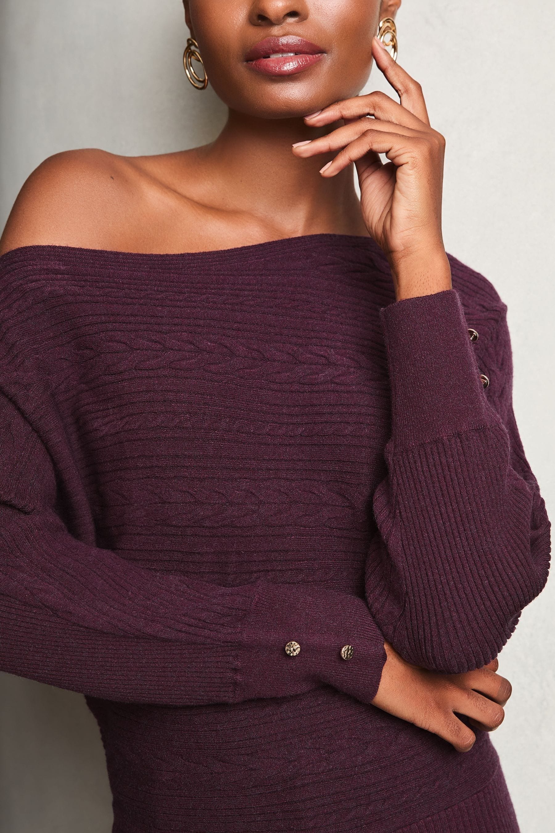 Buy Lipsy Red Cable Detail Slash Batwing Knitted Jumper from Next Luxembourg