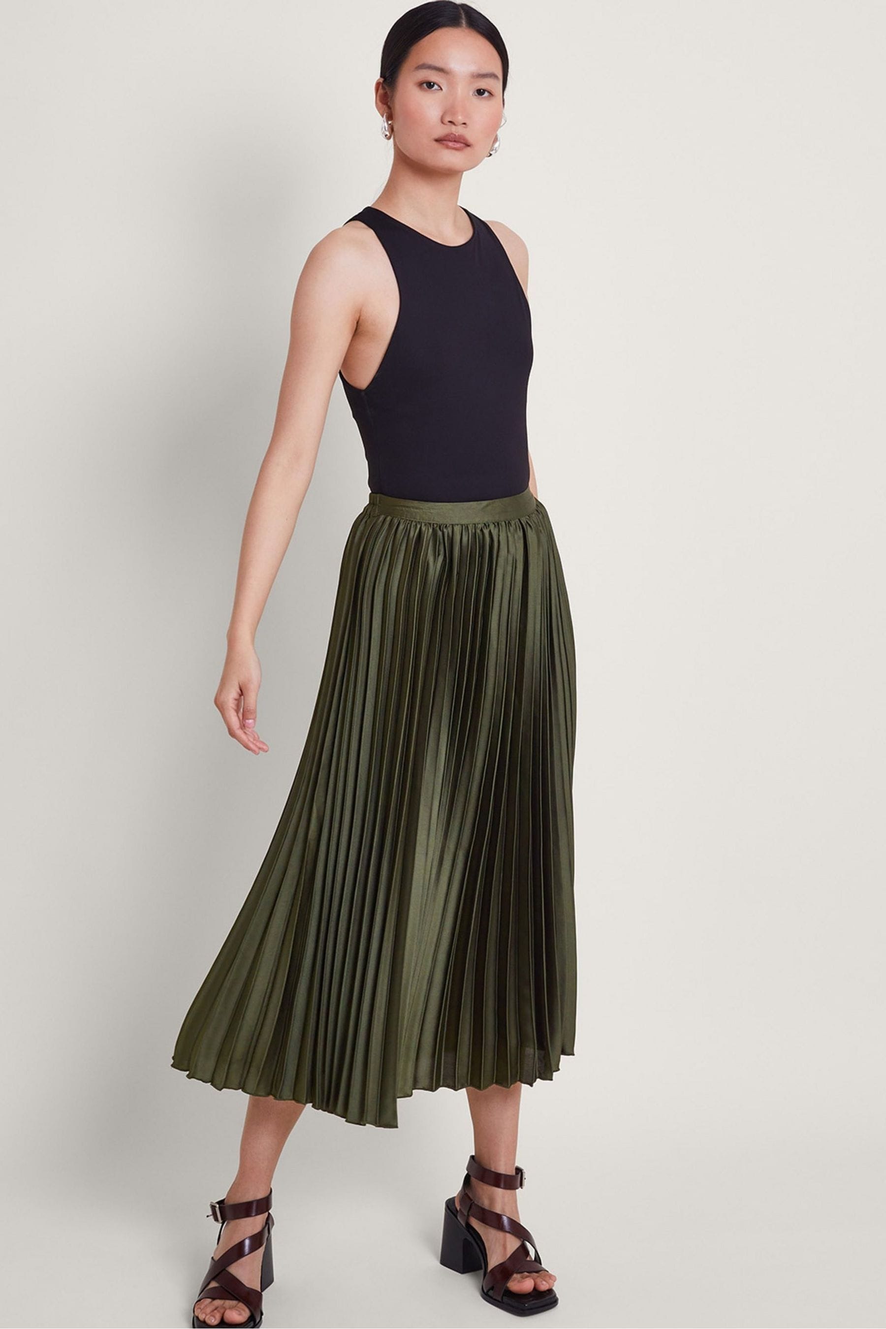 Buy Monsoon Green Evelyn Pleated Skirt from the Next UK online shop
