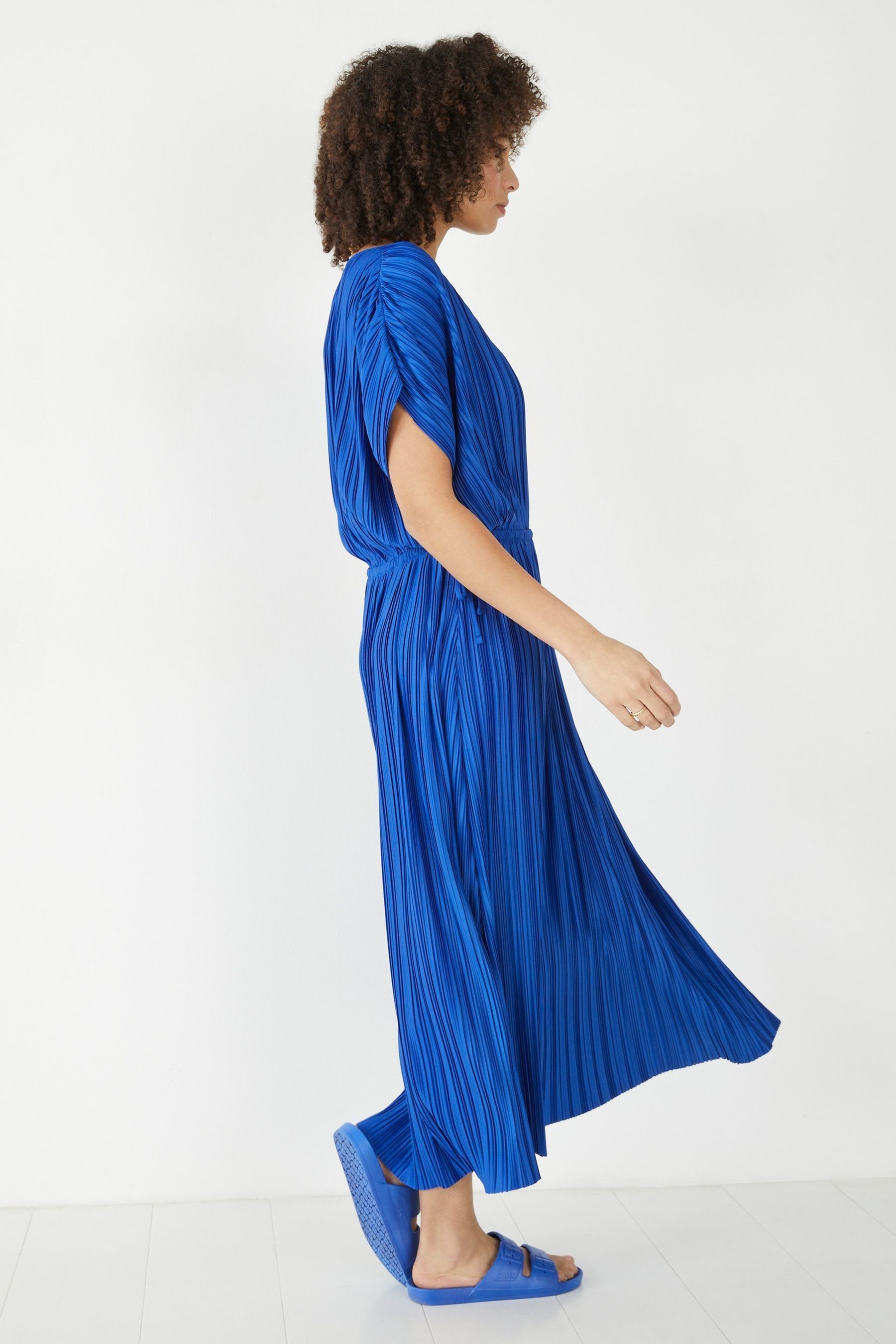 Buy Hush Blue Jodie Plisse Midi Dress from Next Luxembourg
