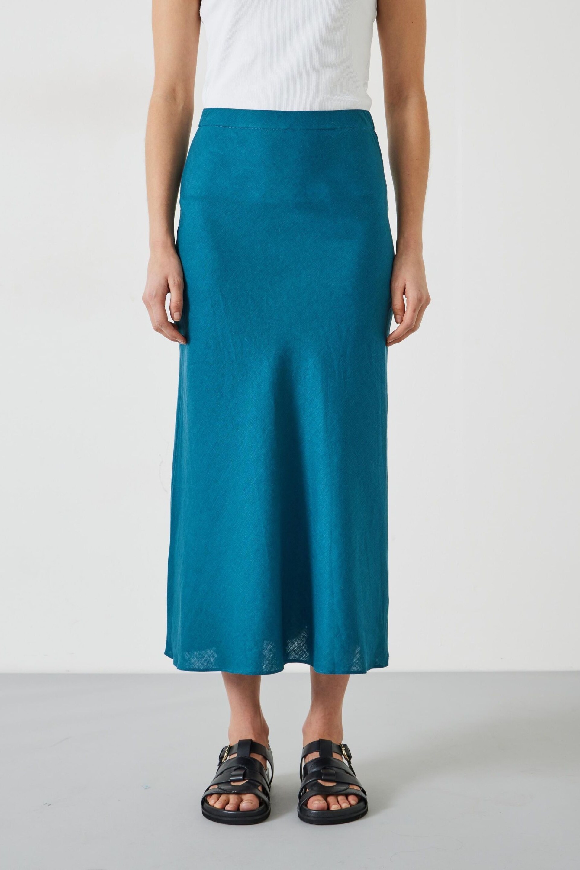 Hush Blue Simone Linen Midi Skirt - Image 2 of 5