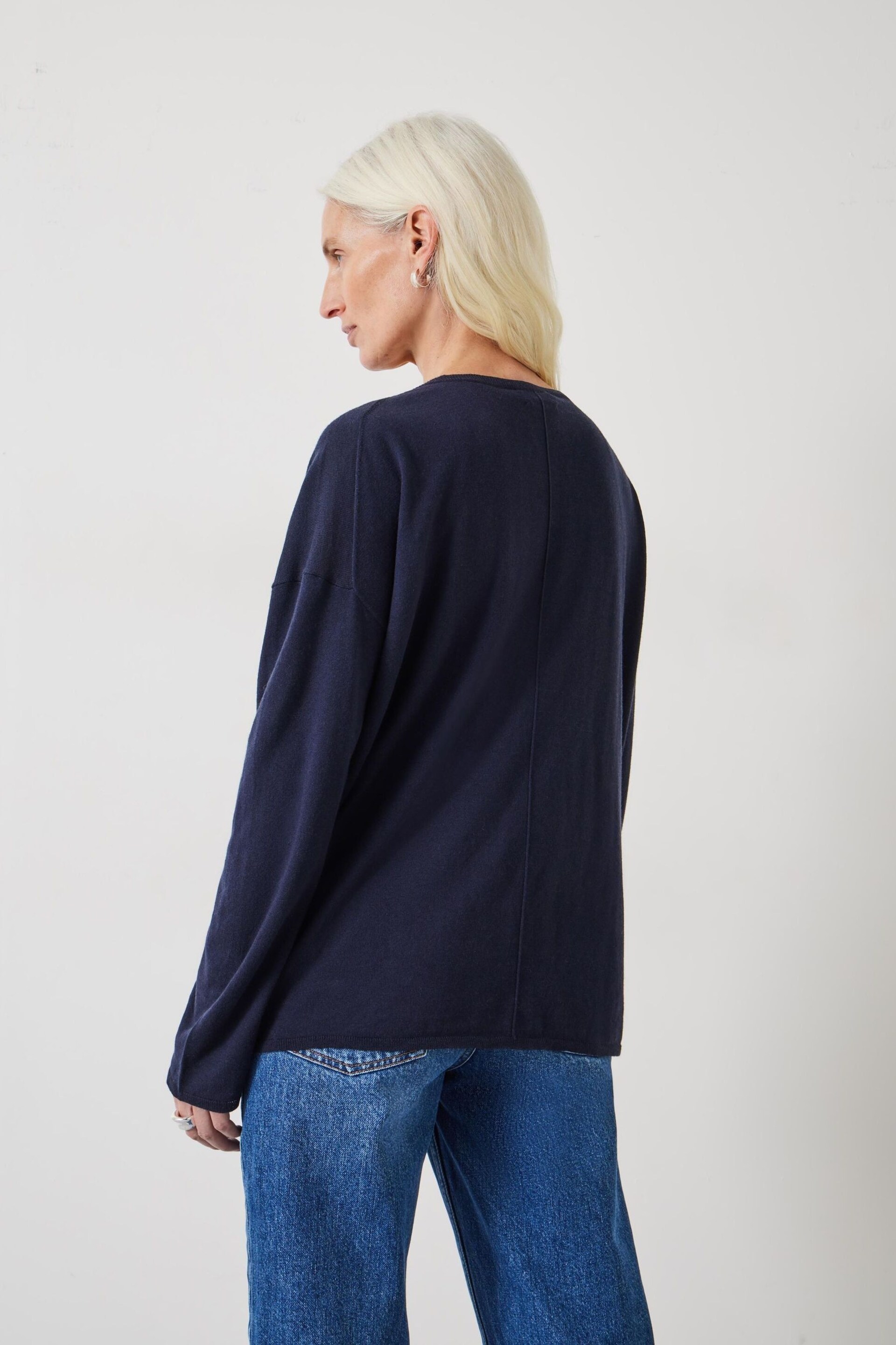 Hush Blue Kitty Super Slouchy Easy V Jumper - Image 2 of 5