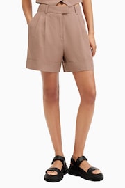 AllSaints Brown Deri Lyn Shorts With Linen - Image 2 of 7