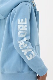 FatFace Blue Ski Borg Zip Through Hoodie - Image 4 of 5