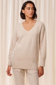 Triumph Cream Smart Thermal V-Neck Sweater - Image 3 of 5