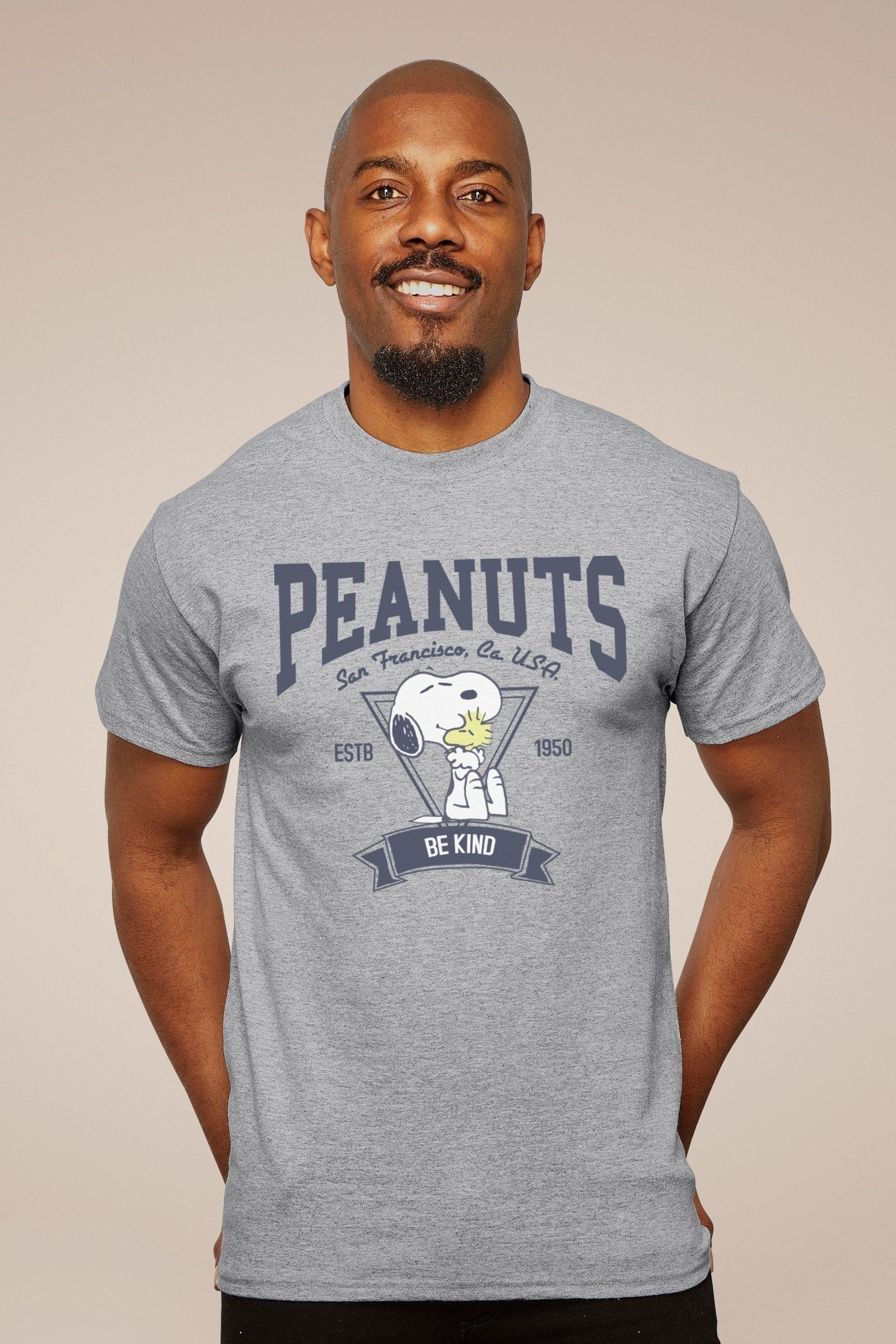 Buy All Every Grey Peanuts Snoopy And Woodstock San Francisco Be Kind Mens T Shirt from the Next UK online shop