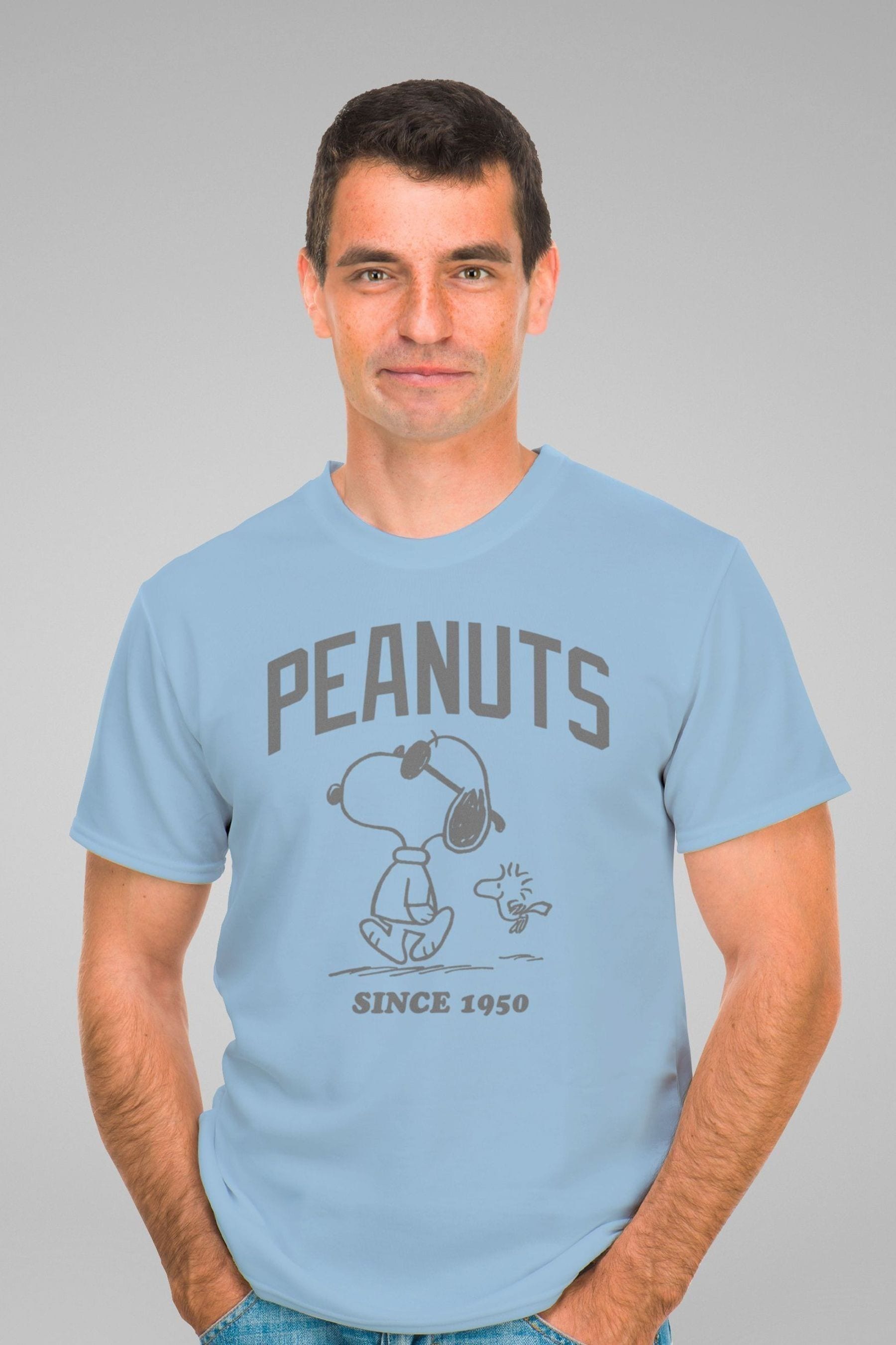 Buy All Every Blue Mens Peanuts Snoopy And Woodstock Outline Since 1950 100 Cotton T Shirt from the Next UK online shop