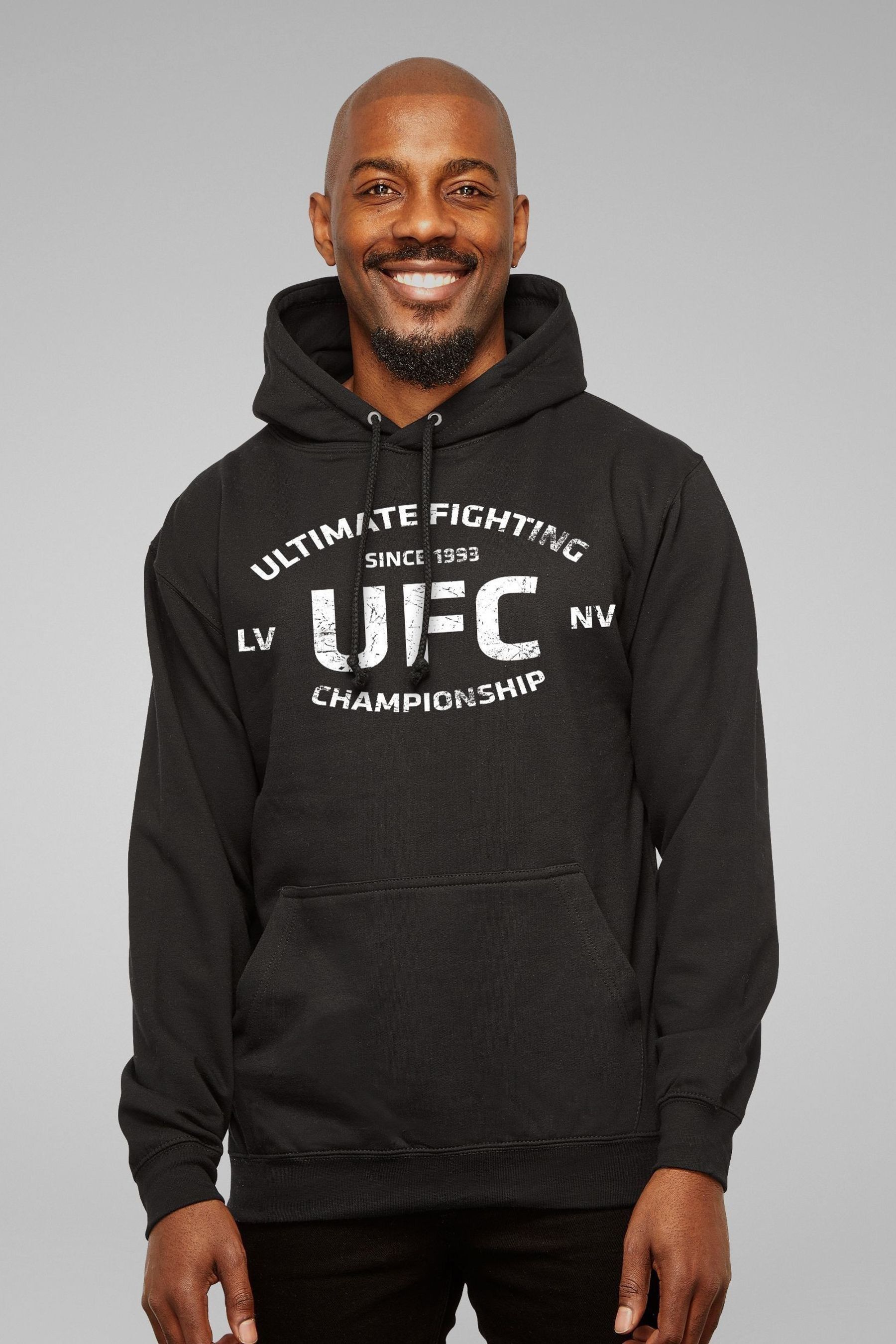 Buy All Every Black UFC Distressed White Text Logo Mens Hoodies from the Next UK online shop