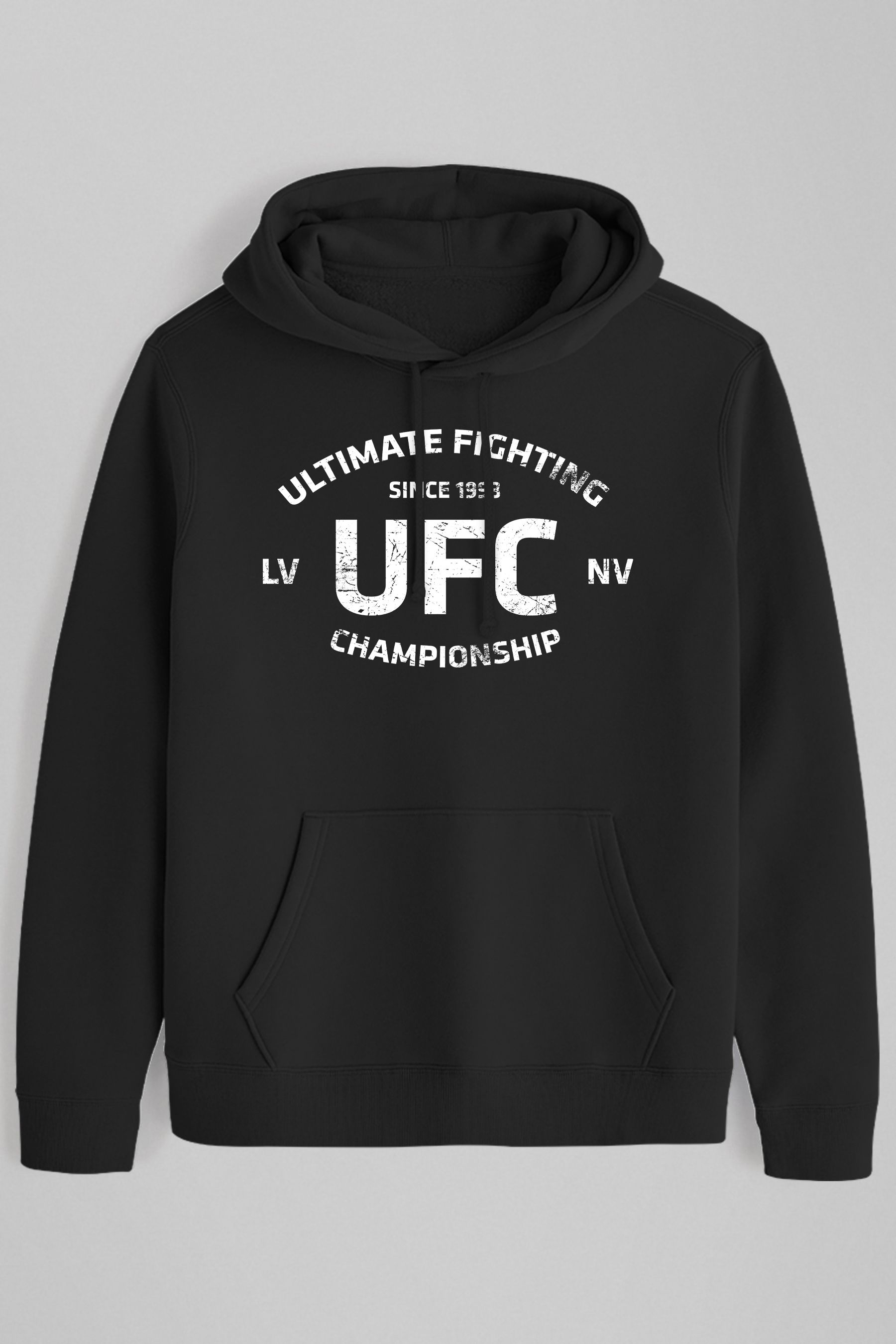 Buy All Every Black UFC Distressed White Text Logo Mens Hoodies from the Next UK online shop