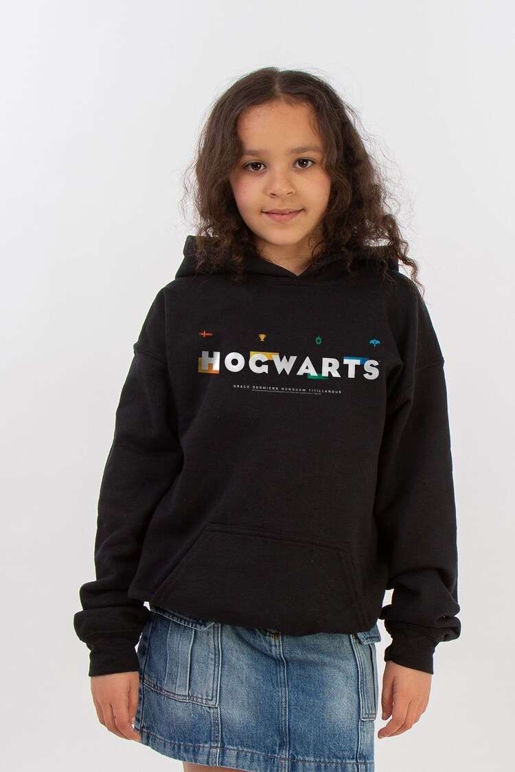 Brands In Black 100% Cotton Harry Potter Hogwarts Icons Girls Hoodie - Image 1 of 3