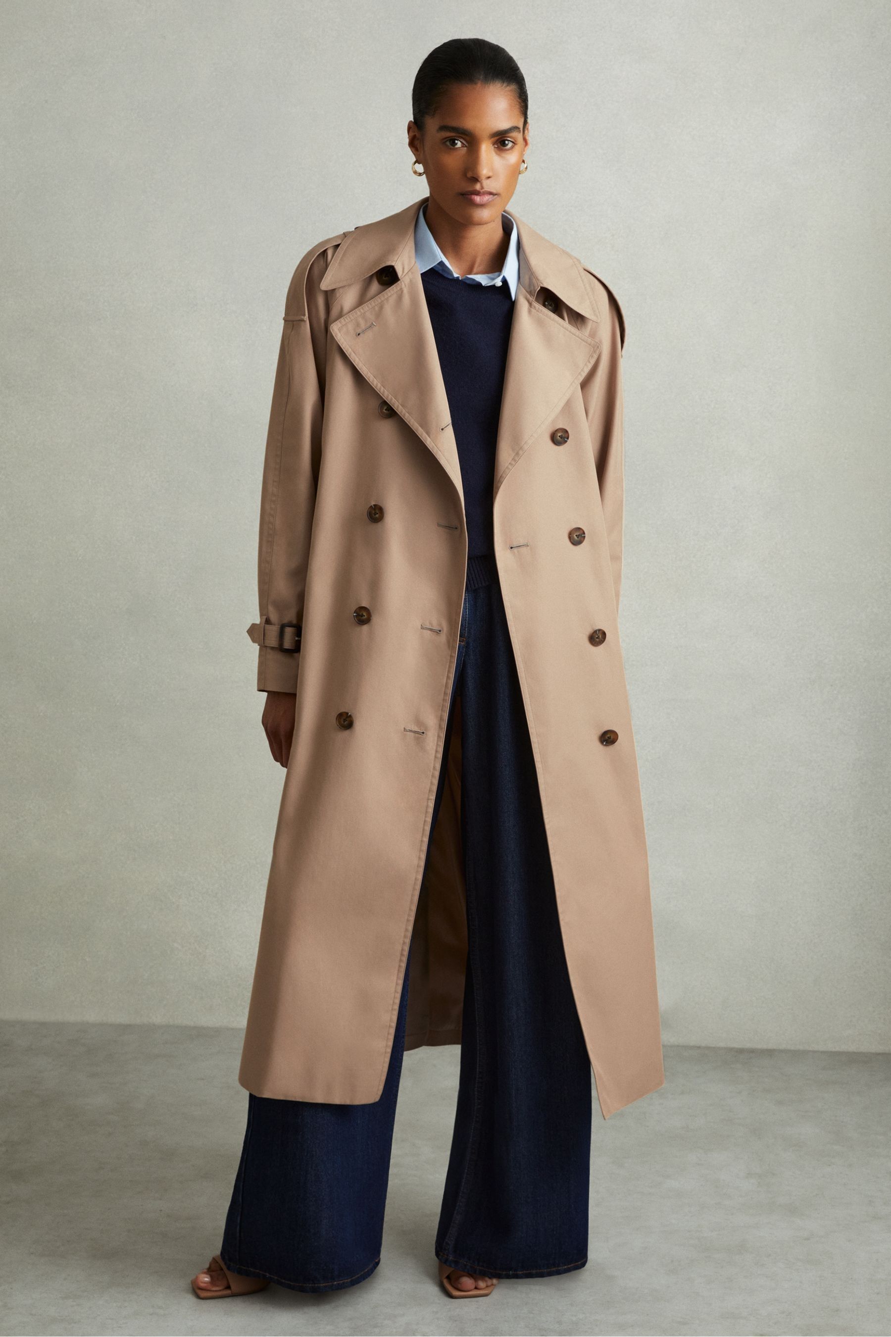 Benetton mid length hidden double breasted coat cheap