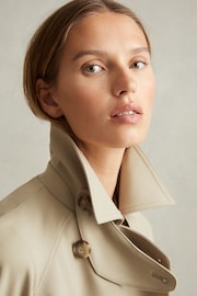 Reiss Khaki Darcie Double Breasted Belted Trench Coat - Image 6 of 8