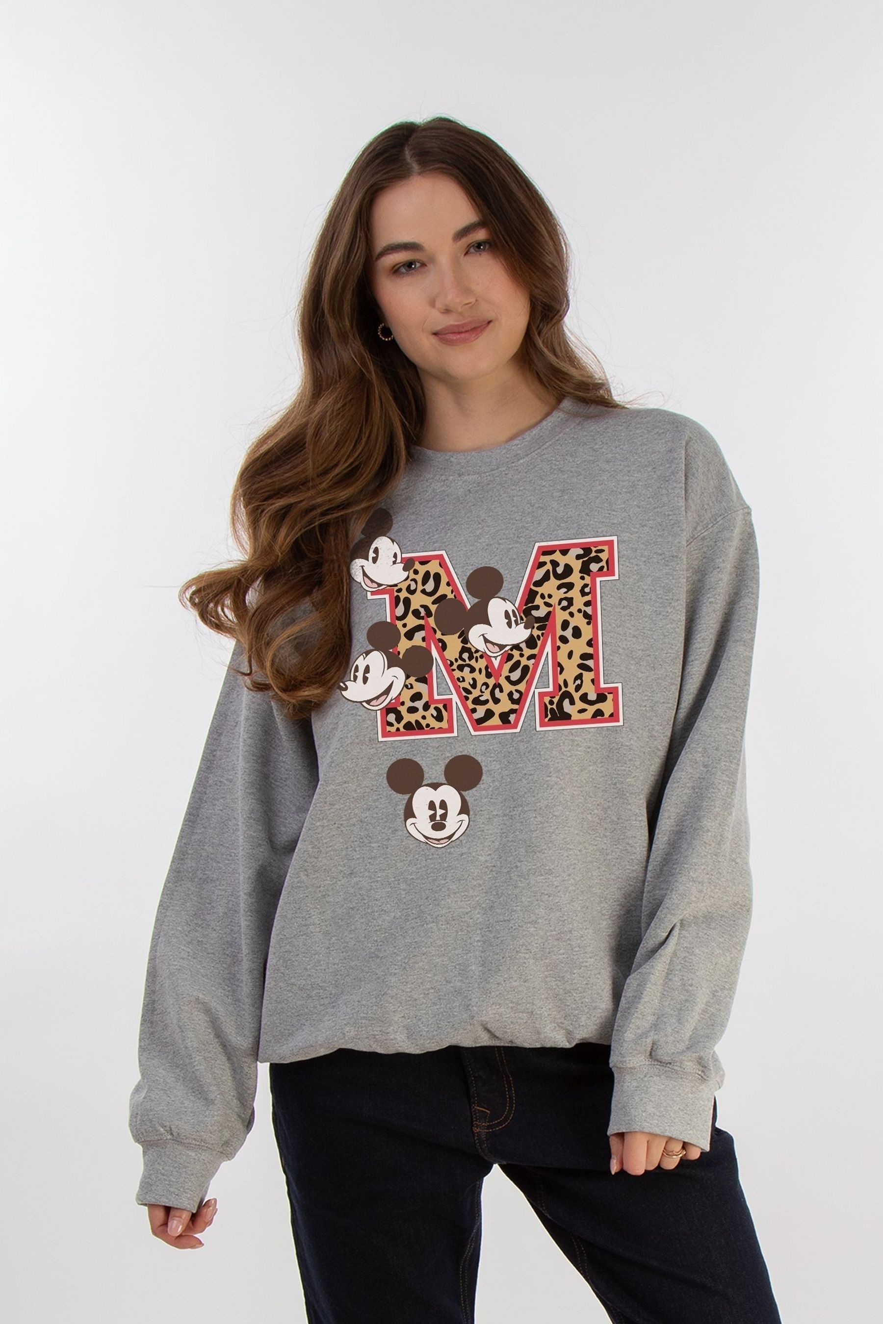 Buy Brands In Grey Mickey Mouse M Faces Women Heather Sweatshirt from the Next UK online shop