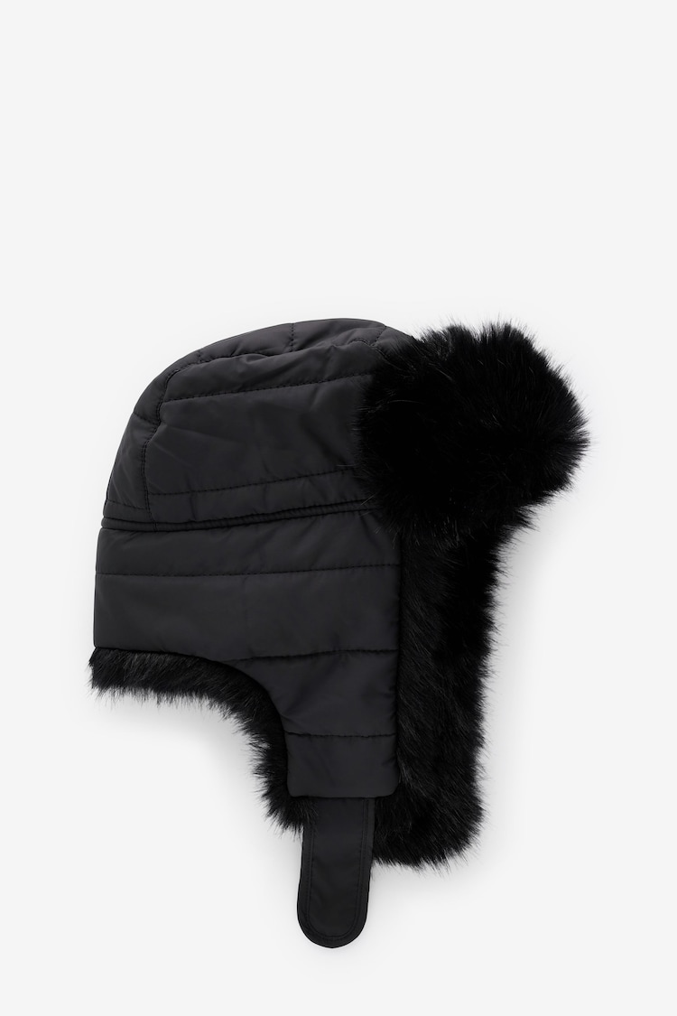 Black Quilted Trapper Hat (3-13yrs) - Image 1 of 3