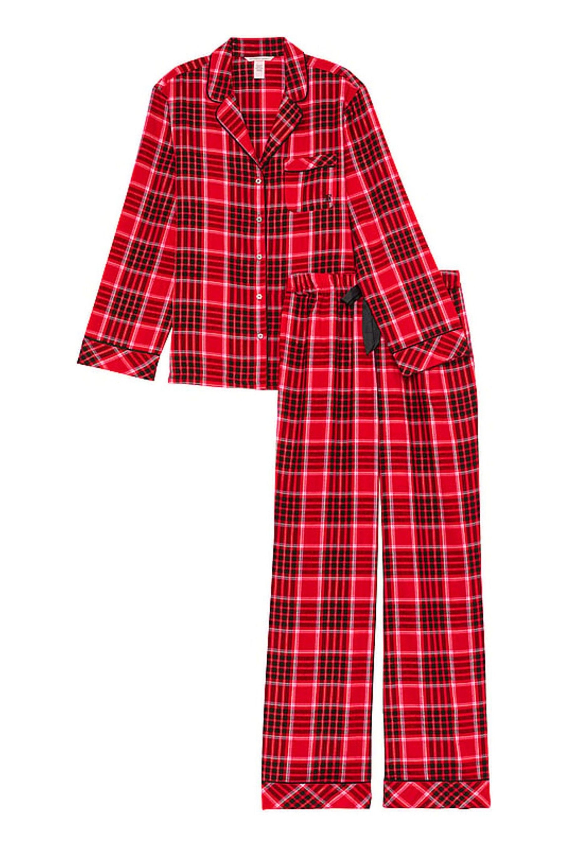 Buy Victoria s Secret Lipstick Lovely Plaid Red Flannel Long Pyjama Set from the Next UK online shop