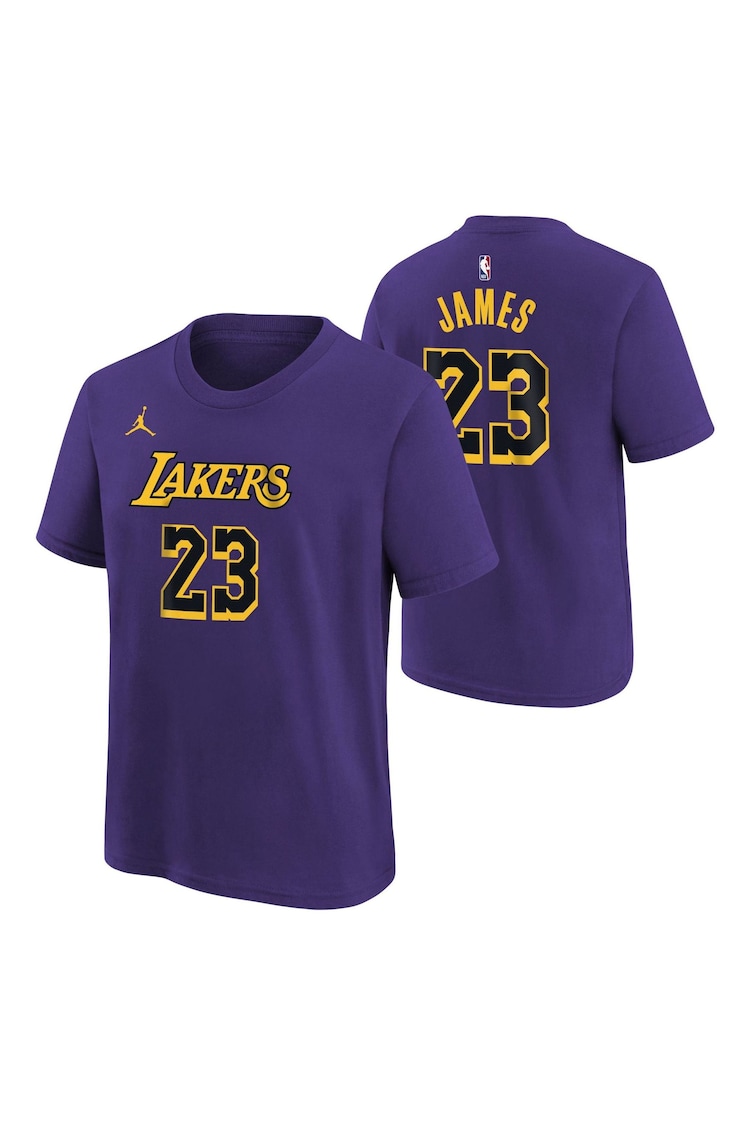 Fanatics Youth Purple 100% Cotton Los Angeles Lakers Statement Name And Number T-Shirt 23 LeBron James - Image 1 of 2