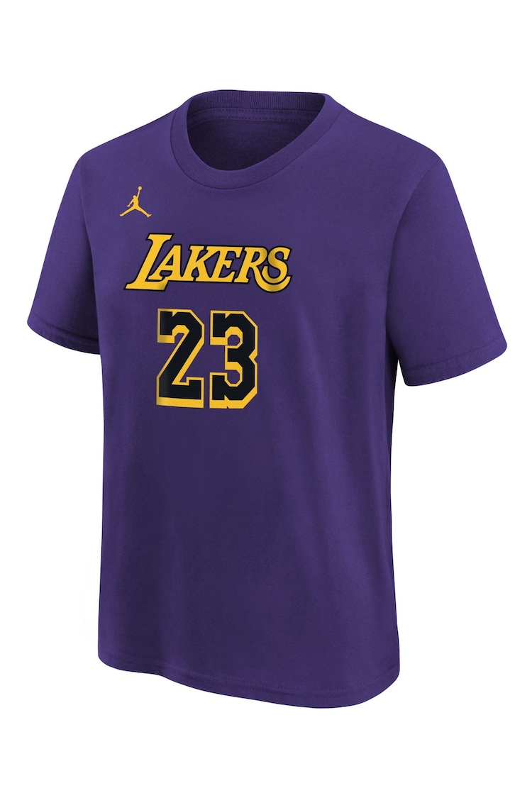 Fanatics Youth Purple 100% Cotton Los Angeles Lakers Statement Name And Number T-Shirt 23 LeBron James - Image 2 of 2