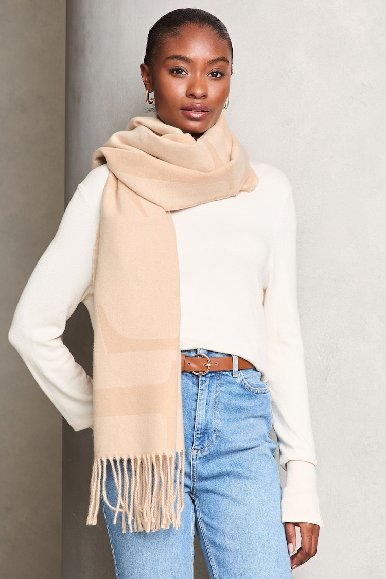 Lipsy Cream Super Soft Midweight Printed Scarf - Image 1 of 3