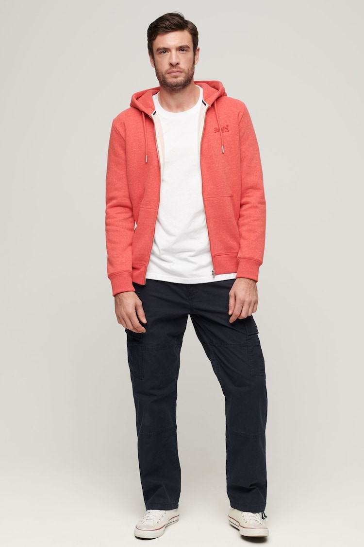 Superdry Red Essential Logo Zip-Up Hoodie - Image 2 of 3