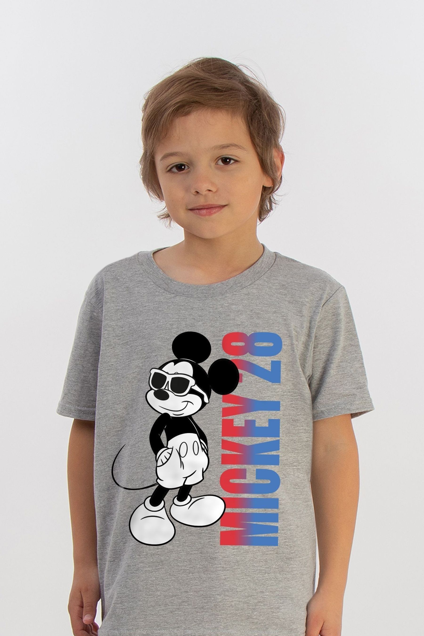 Brands In Grey Boys Mickey Mouse Gradient 100 Cotton Heather Disney T Shirt