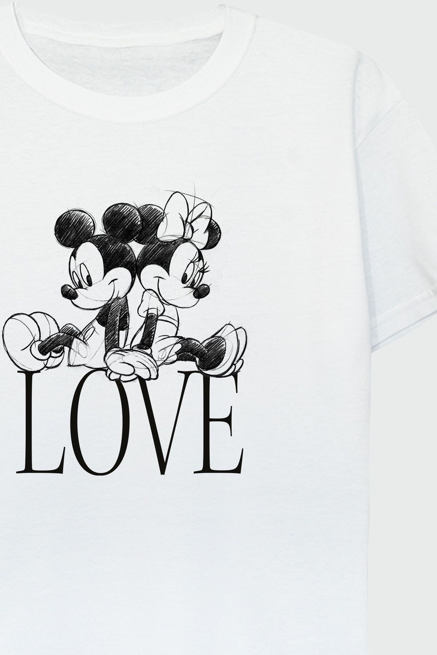 Buy Brands In White 100 Cotton Minnie And Mickey Mouse Love Girls Disney T Shirt from the Next UK online shop
