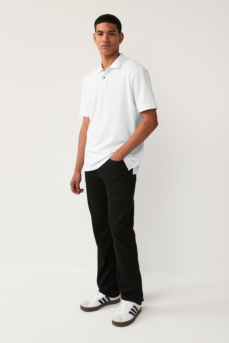 White Monogram Regular Fit Short Sleeve Pique Polo Shirt - Image 2 of 8