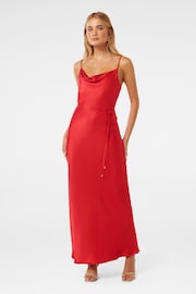 Forever New Red Lucy Satin Cowl Neck Maxi Dress - Image 1 of 4