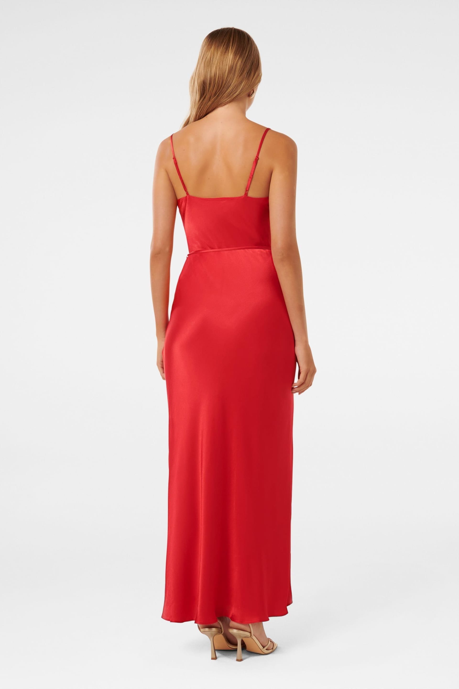 Forever New Red Lucy Satin Cowl Neck Maxi Dress - Image 4 of 4