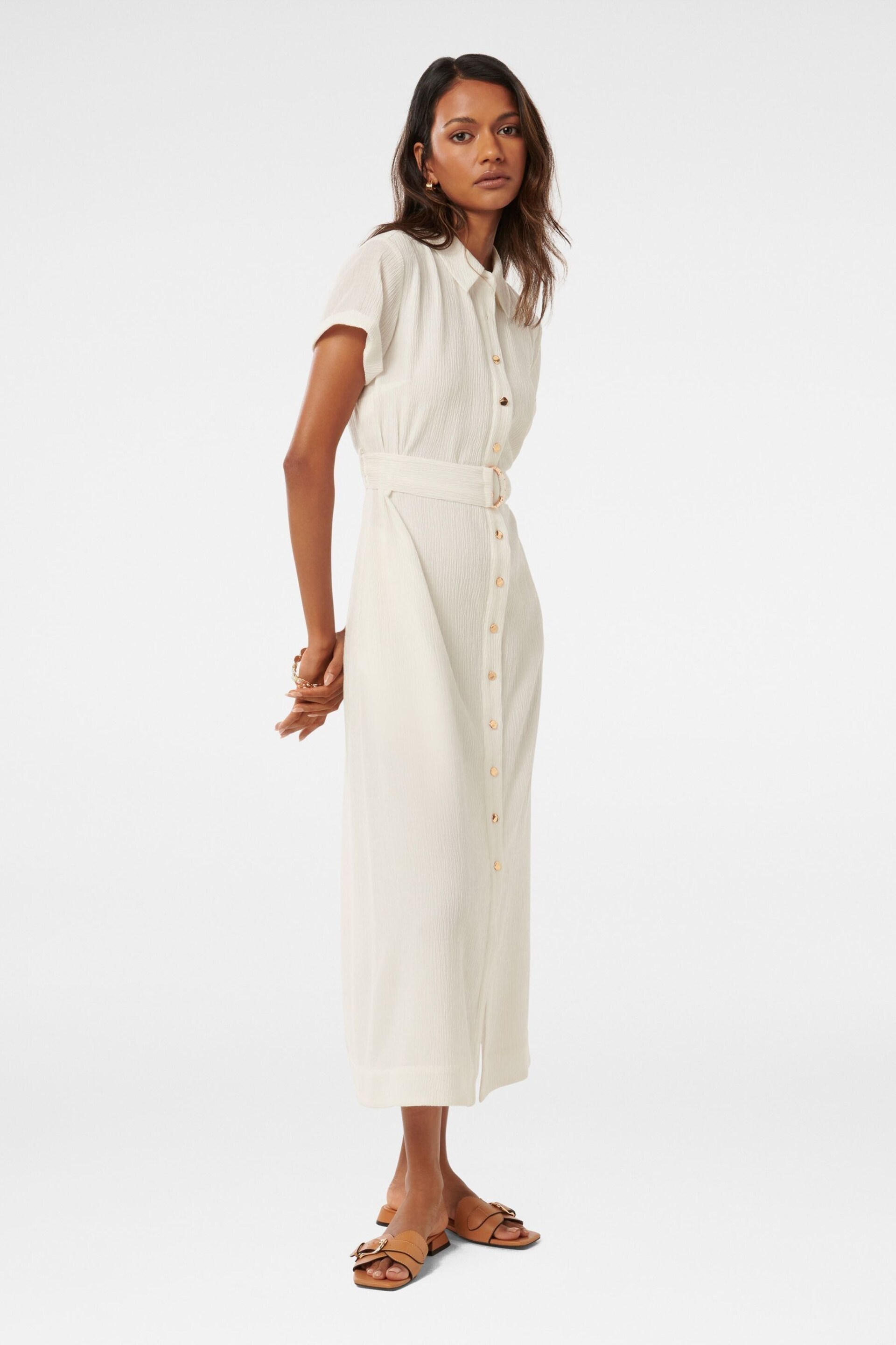 Forever New White Briley Petite Textured Shirt Dress - Image 3 of 4