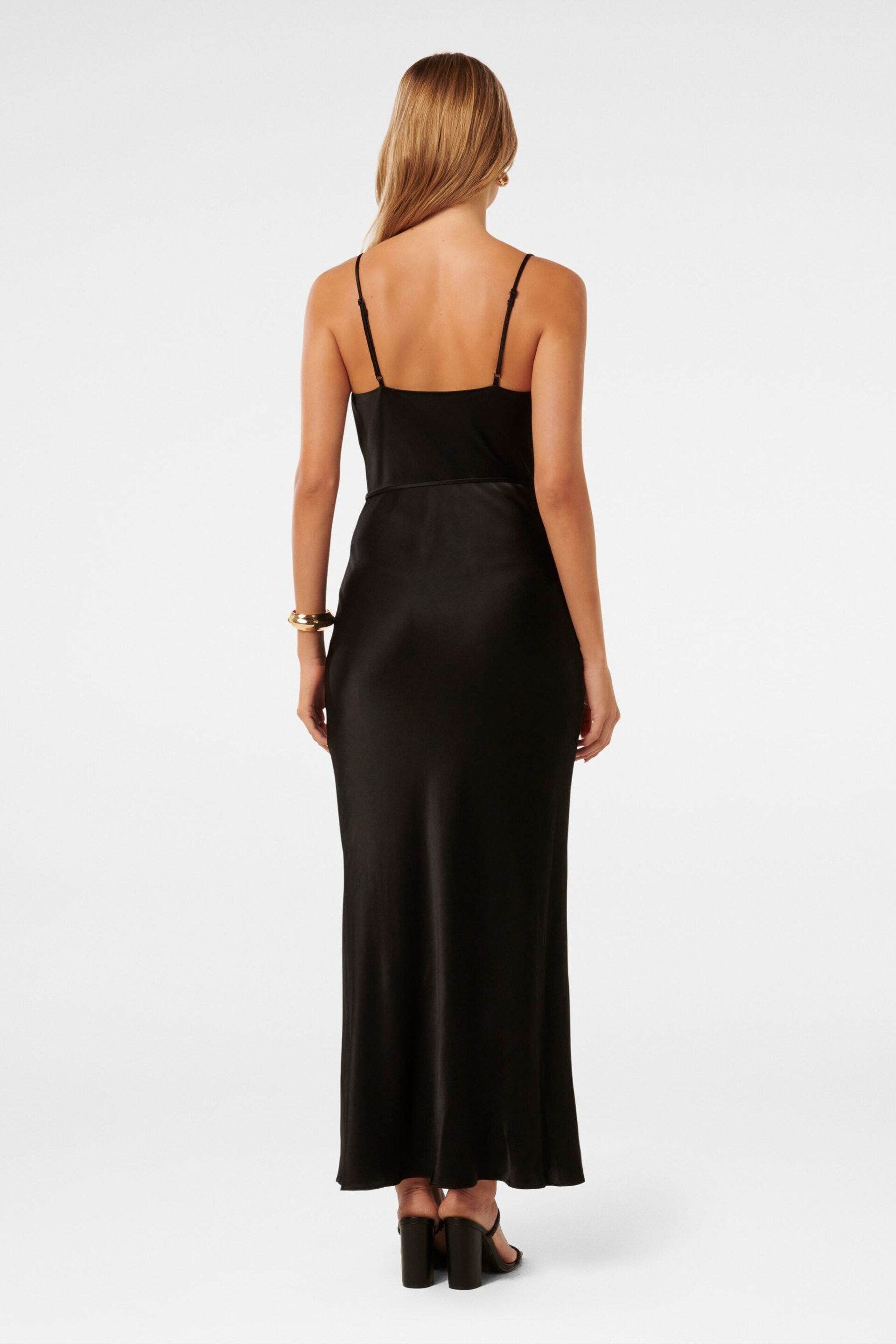 Forever New Black Lucy Satin Cowl Neck Maxi Dress - Image 4 of 4