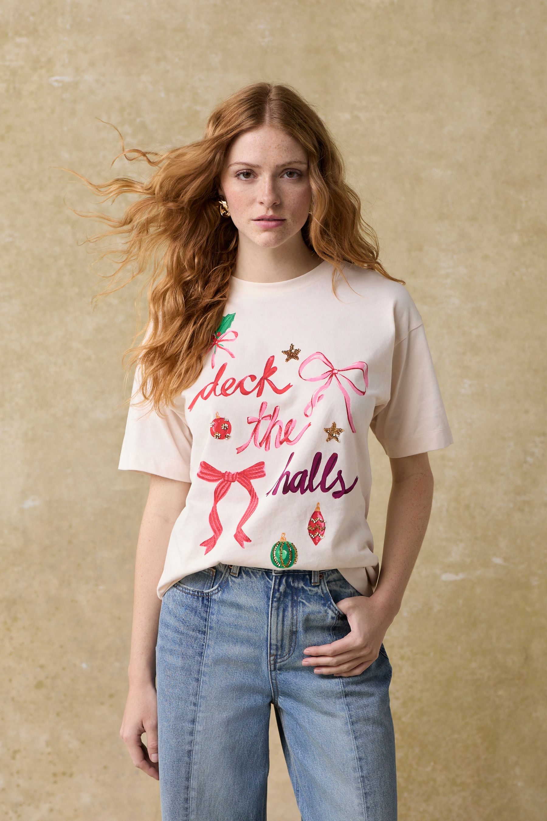 Buy Ecru Christmas Short Sleeve 100 Cotton T Shirt from the Next UK online shop