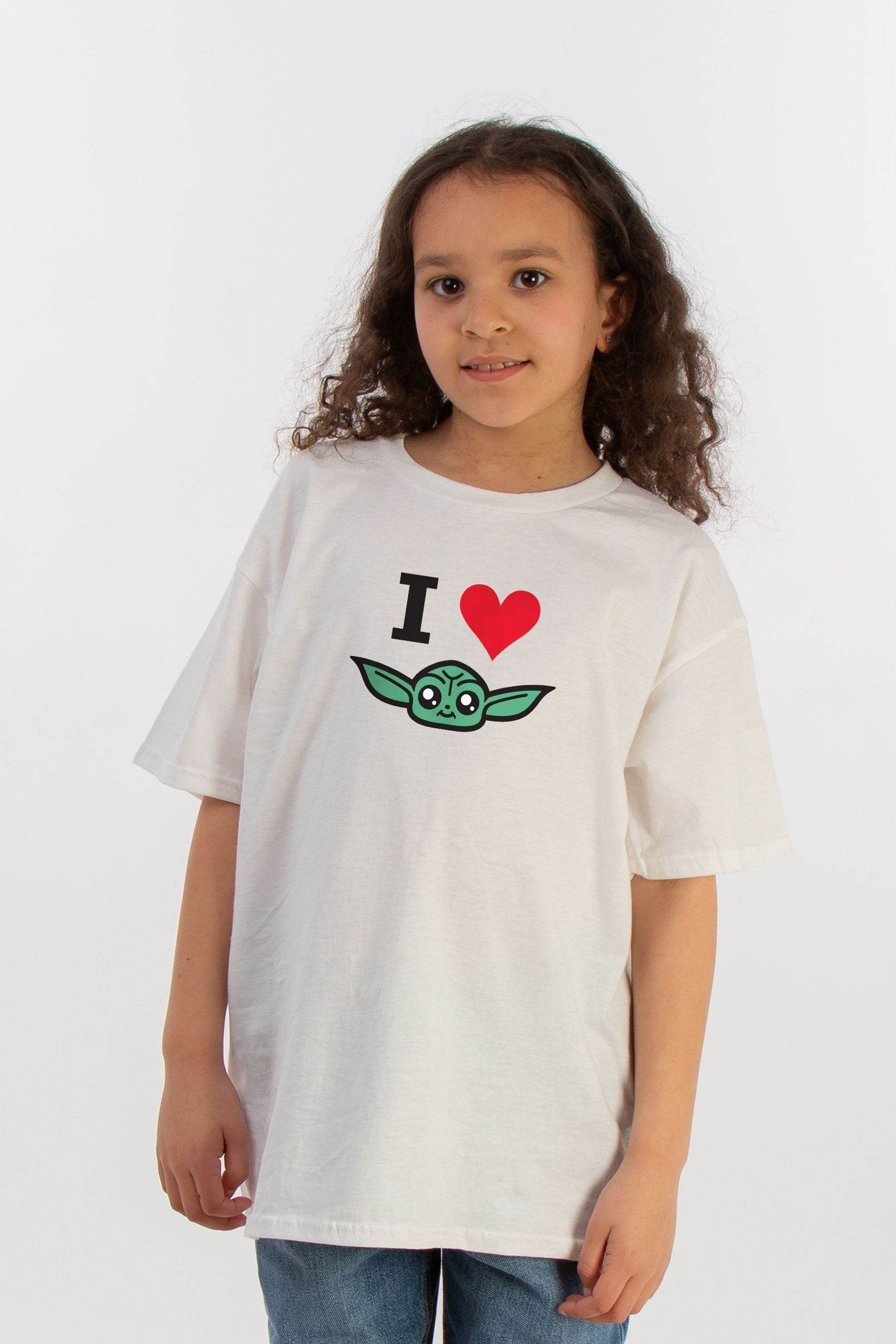 Buy Brands In White Girls Star Wars The Mandalorian I Heart Grogu 100 Cotton T Shirt from the Next UK online shop
