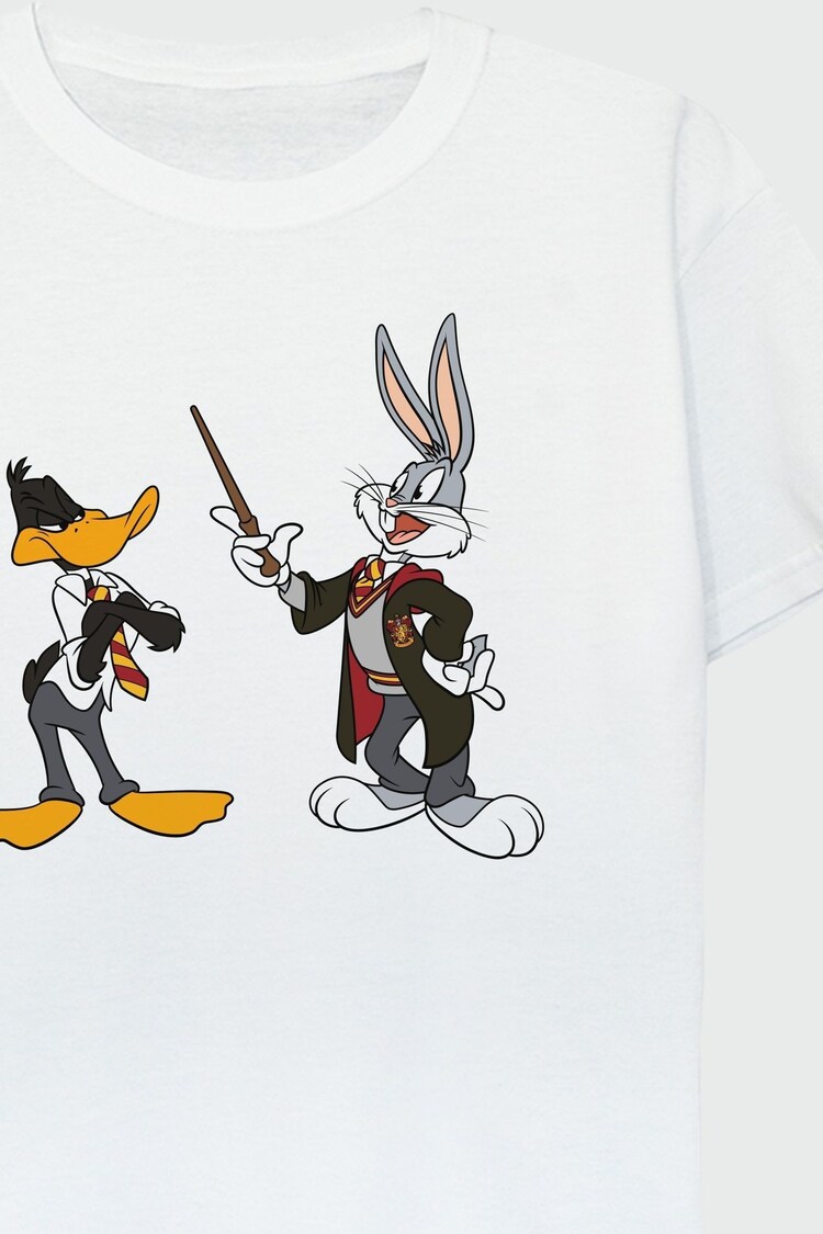 Brands In White 100% Cotton Warner Bros 100th Celebration Looney Tunes Gryffindor Boys T-Shirt - Image 2 of 3